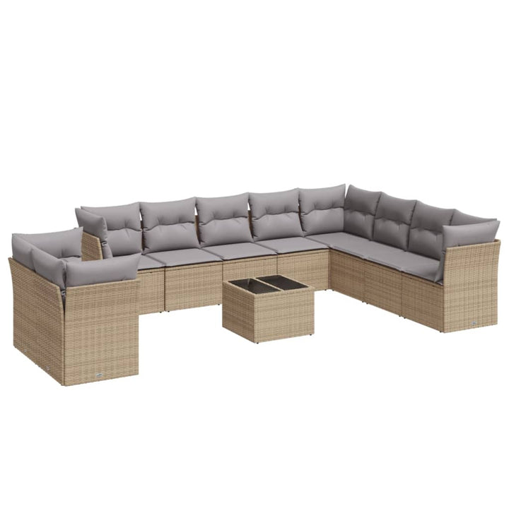 sofasæt til haven 11 dele med hynder polyrattan beige