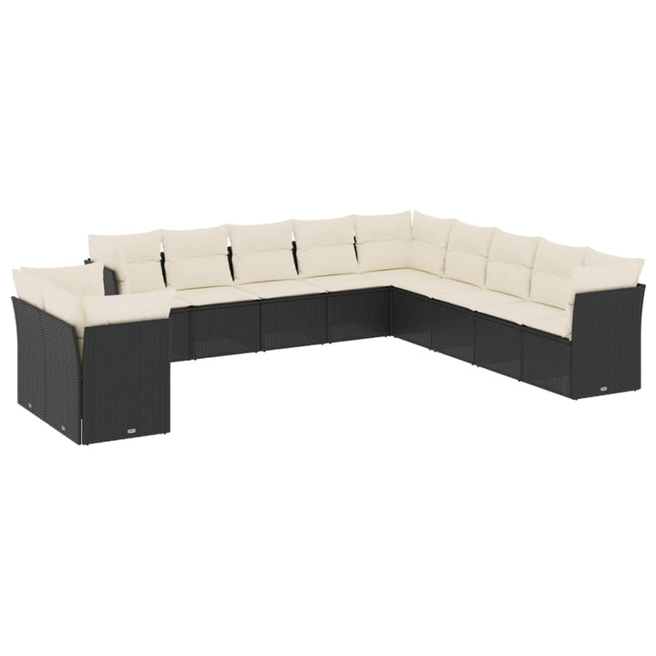 sofasæt til haven 11 dele med hynder polyrattan sort