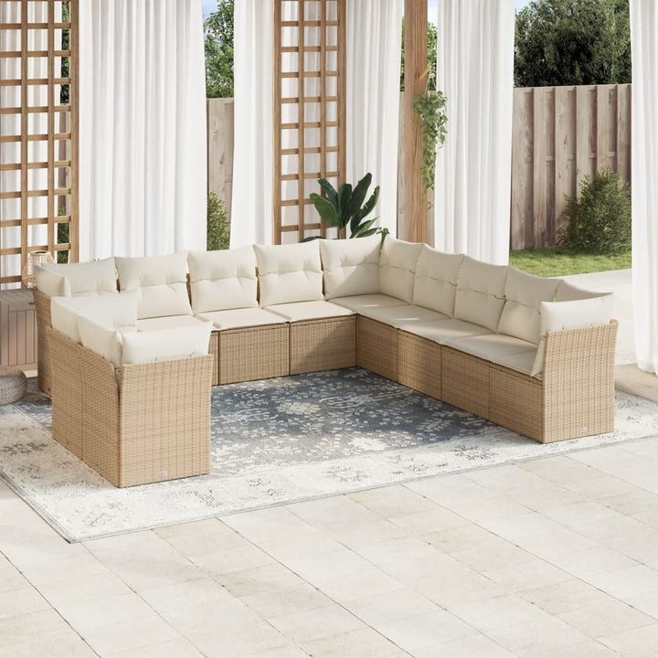 sofasæt til haven 11 dele med hynder polyrattan beige