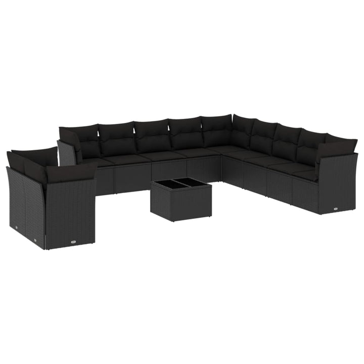 sofasæt til haven 12 dele med hynder polyrattan sort