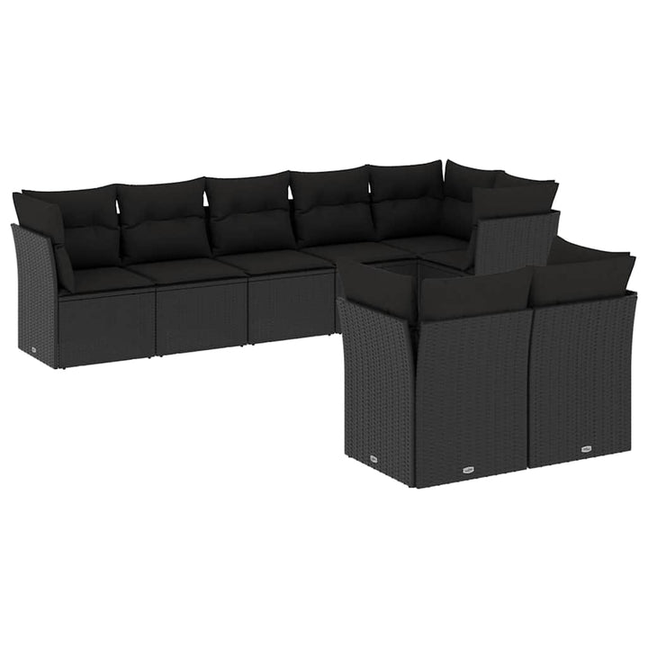 sofasæt til haven 8 dele med hynder polyrattan sort