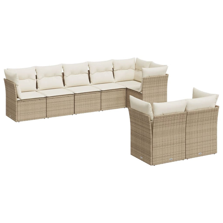 sofasæt til haven 8 dele med hynder polyrattan beige