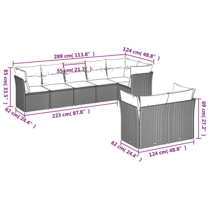 sofasæt til haven 8 dele med hynder polyrattan beige