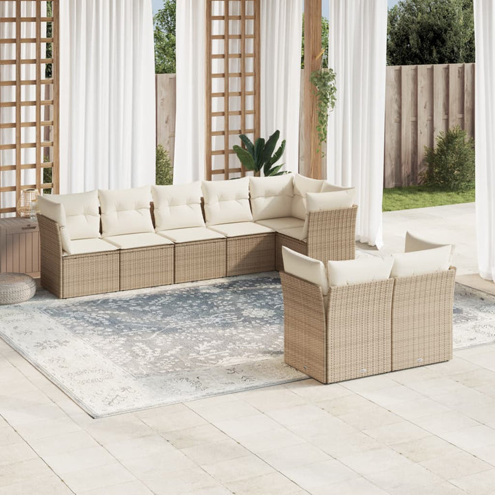 sofasæt til haven 8 dele med hynder polyrattan beige