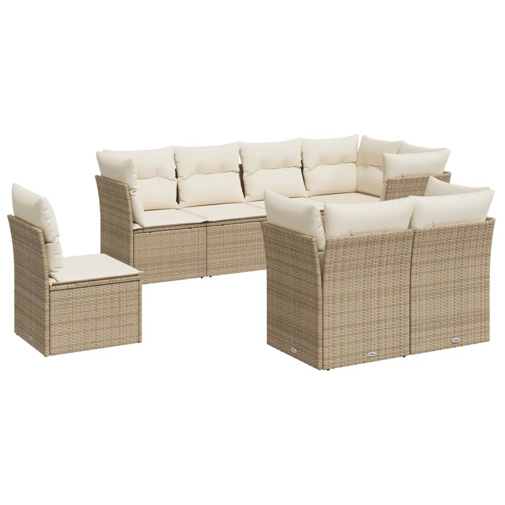 sofasæt til haven 8 dele med hynder polyrattan beige