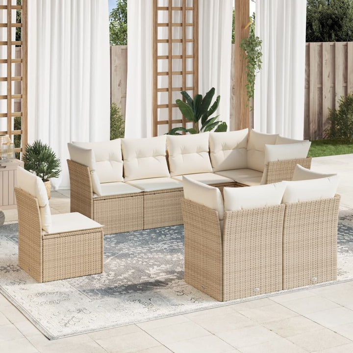 sofasæt til haven 8 dele med hynder polyrattan beige