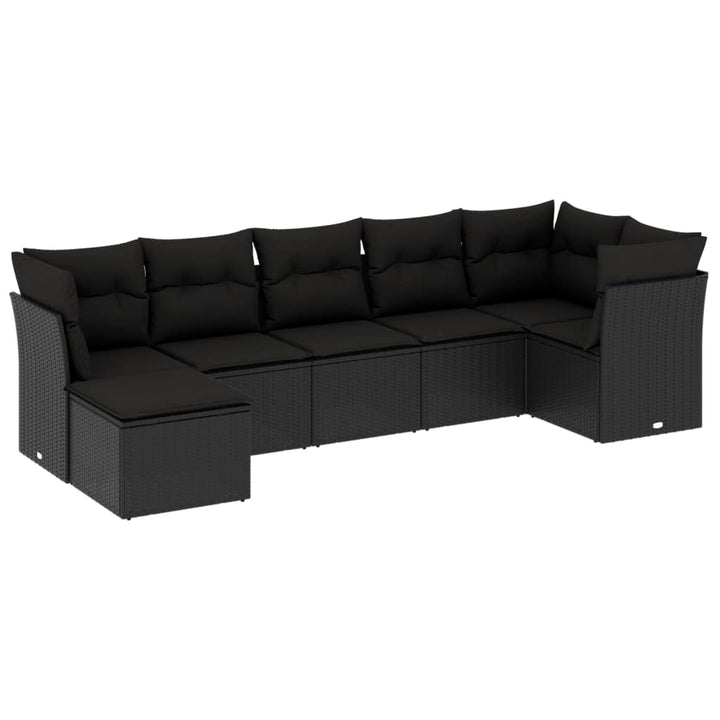 sofasæt til haven 7 dele med hynder polyrattan sort