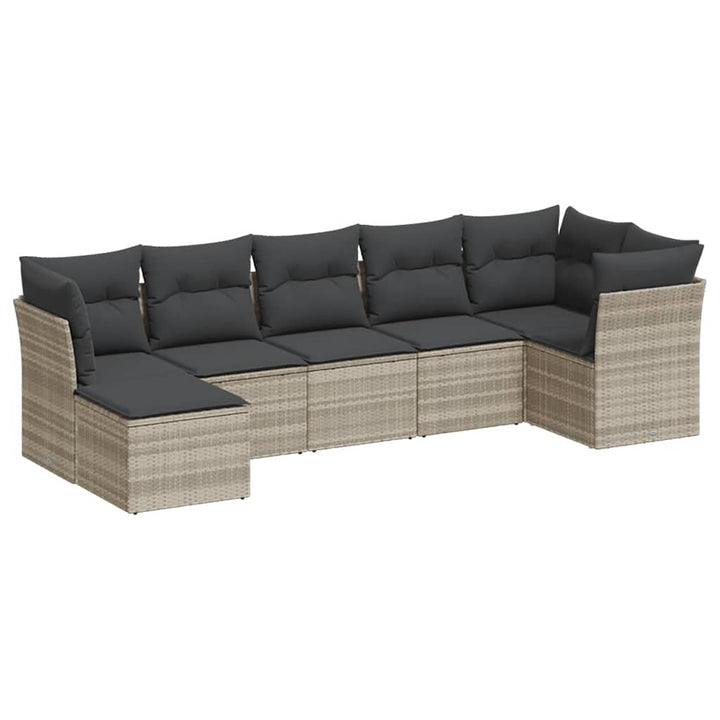 sofasæt til haven 7 dele med hynder polyrattan lysegrå