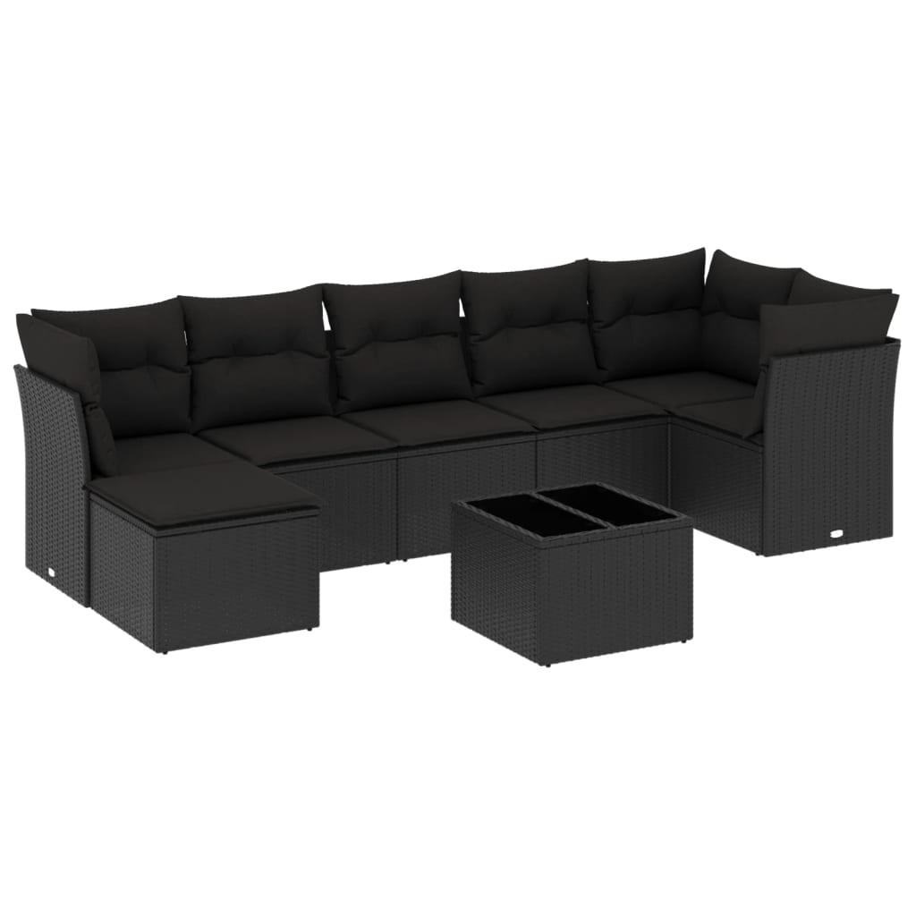 sofasæt til haven 8 dele med hynder polyrattan sort