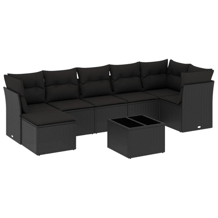 sofasæt til haven 8 dele med hynder polyrattan sort