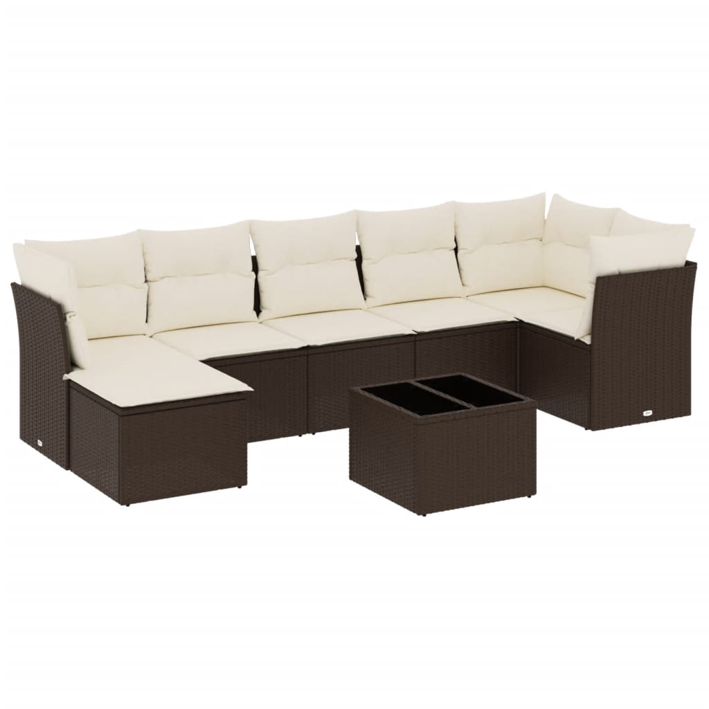 sofasæt til haven 8 dele med hynder polyrattan brun