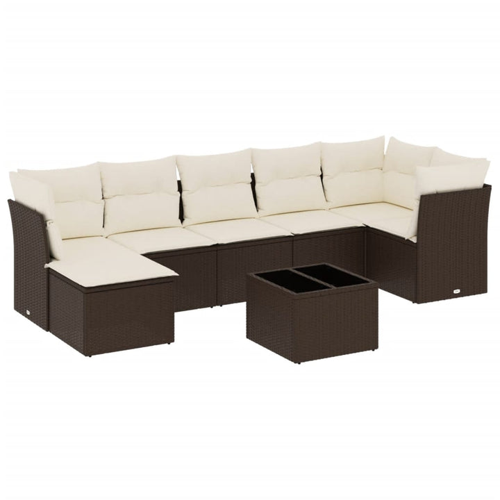 sofasæt til haven 8 dele med hynder polyrattan brun