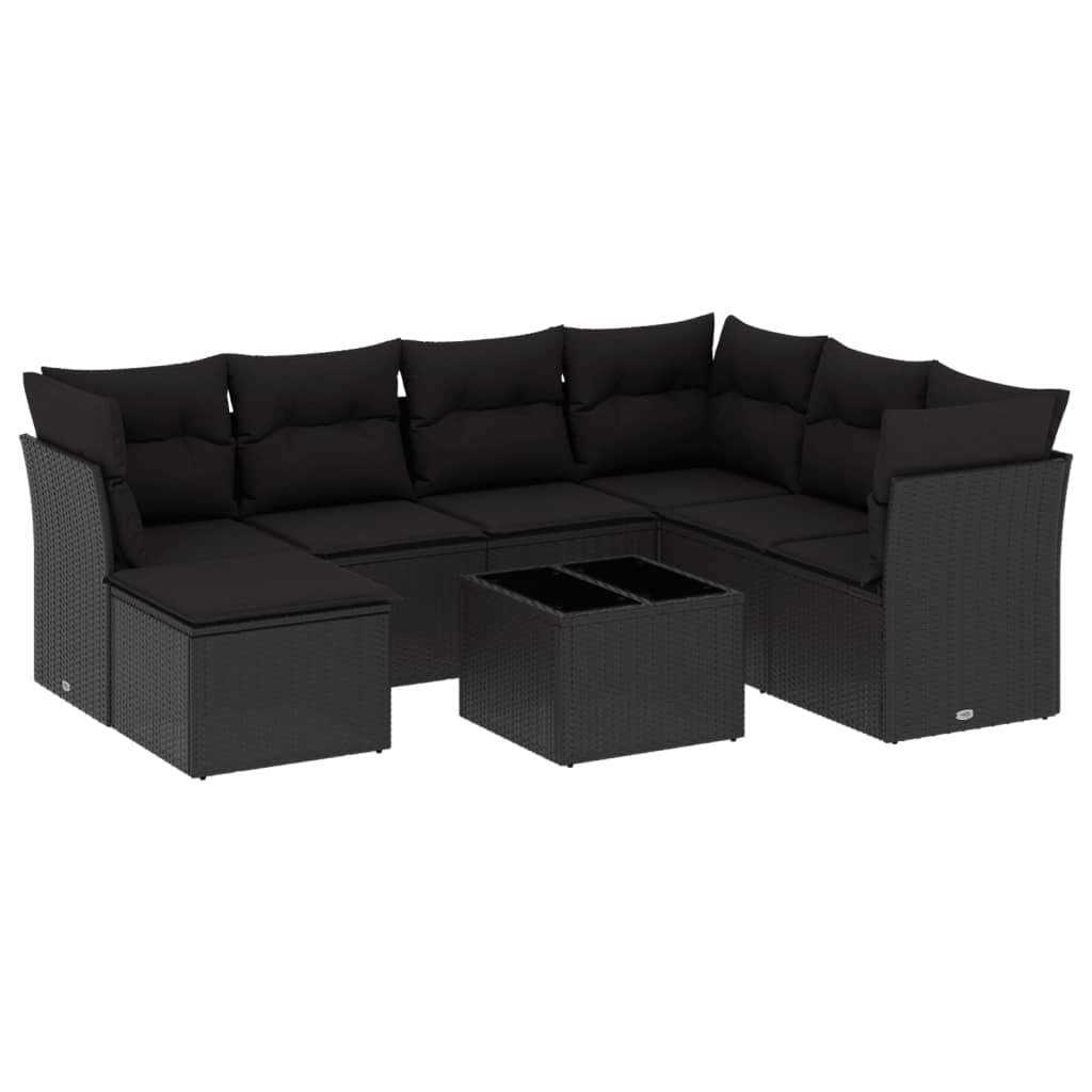 sofasæt til haven 8 dele med hynder polyrattan sort