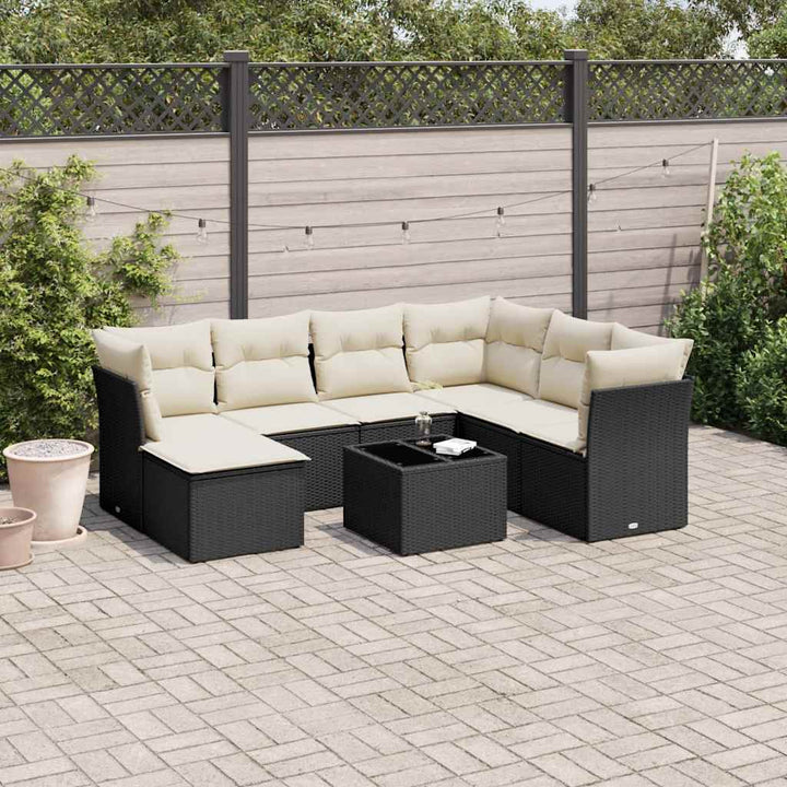 sofasæt til haven 8 dele med hynder polyrattan sort