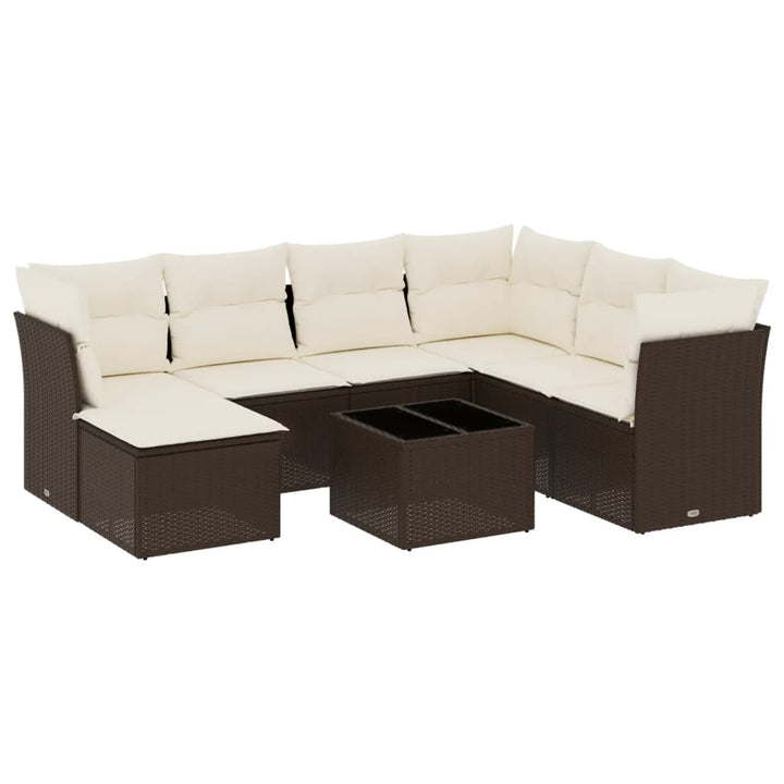 sofasæt til haven 8 dele med hynder polyrattan brun