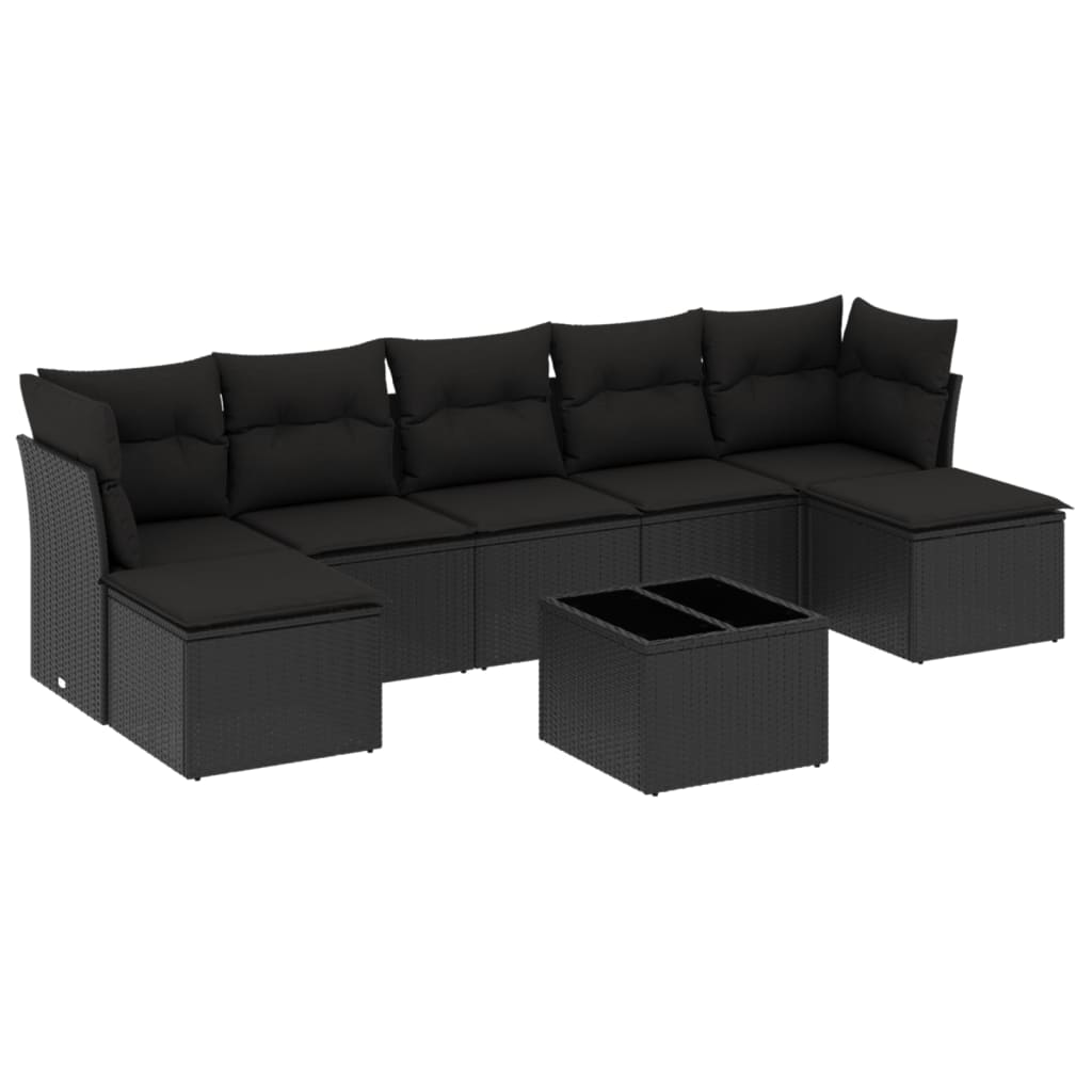 sofasæt til haven 8 dele med hynder polyrattan sort