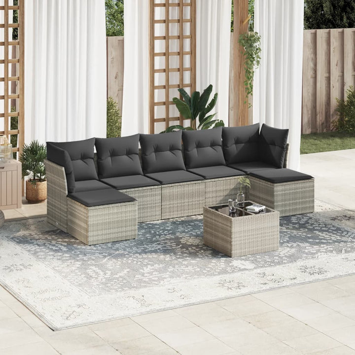 sofasæt til haven 8 dele med hynder polyrattan lysegrå