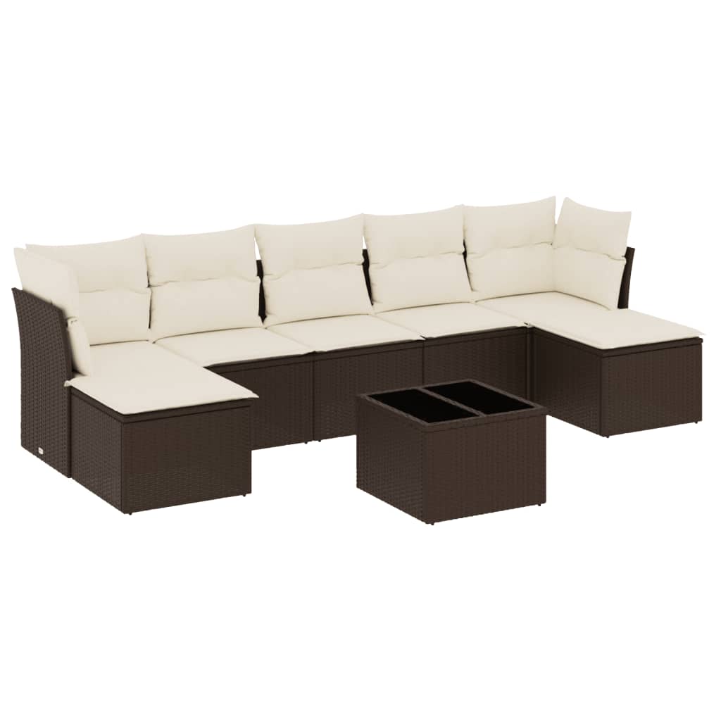 sofasæt til haven 8 dele med hynder polyrattan brun