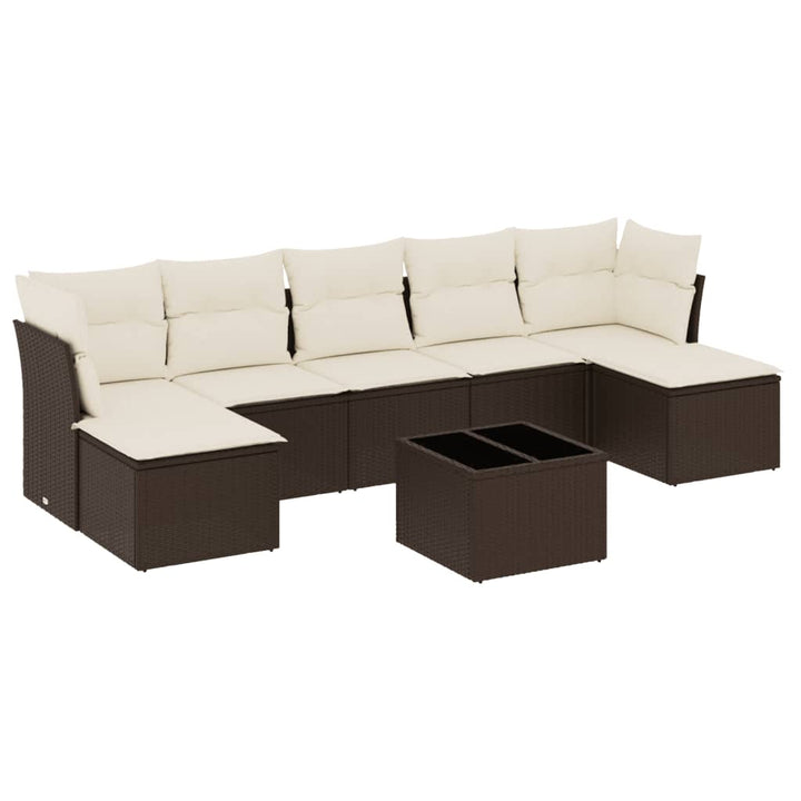 sofasæt til haven 8 dele med hynder polyrattan brun