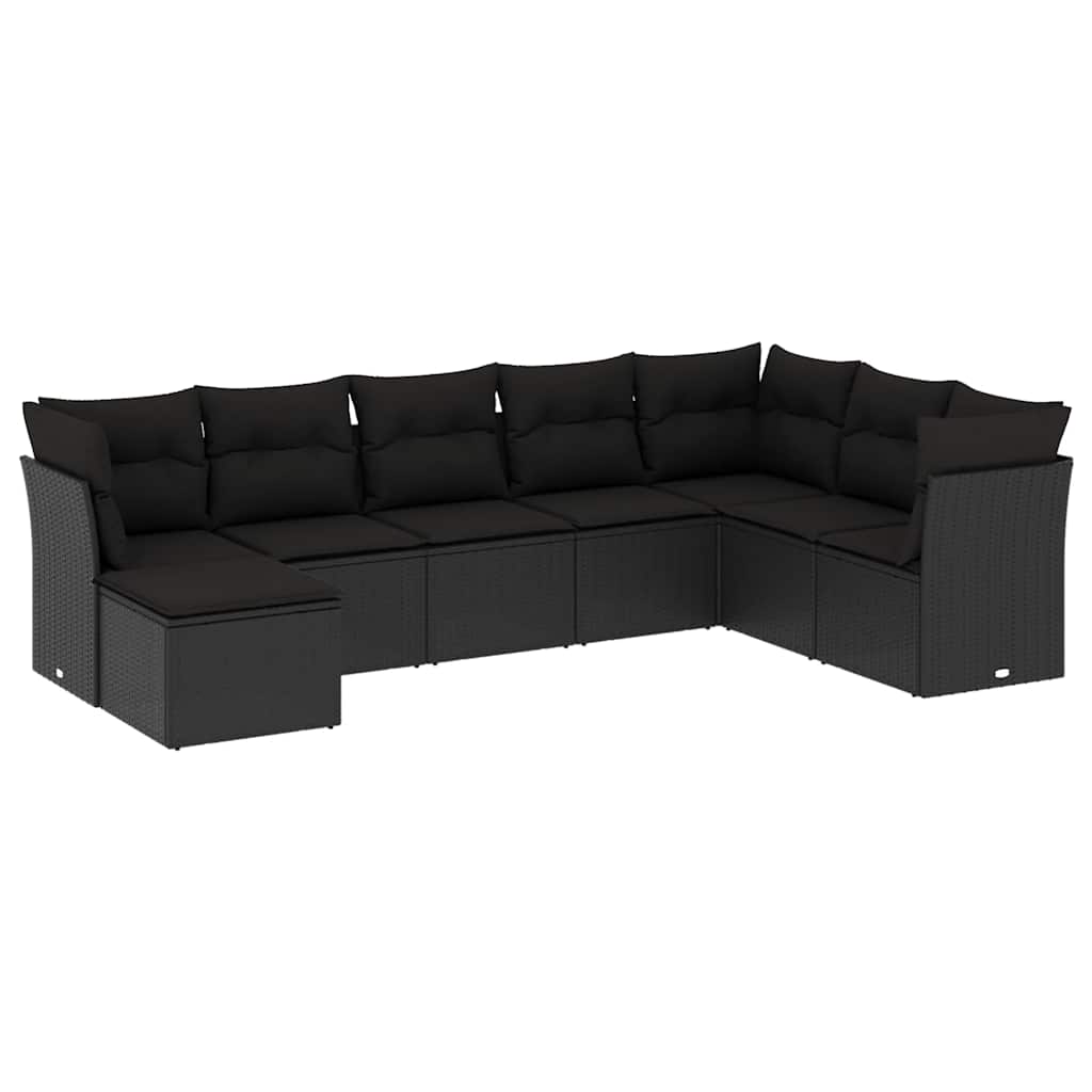 sofasæt til haven 8 dele med hynder polyrattan sort