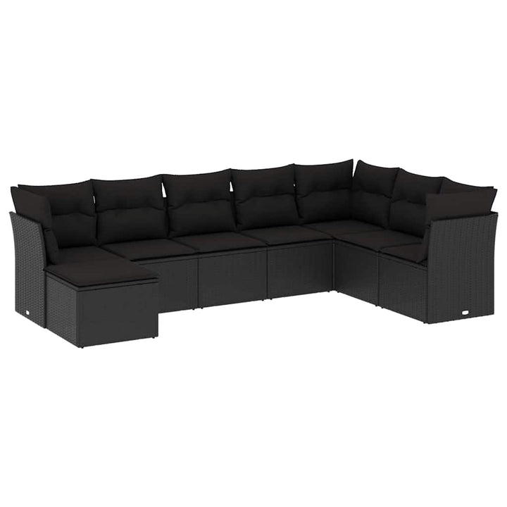 sofasæt til haven 8 dele med hynder polyrattan sort