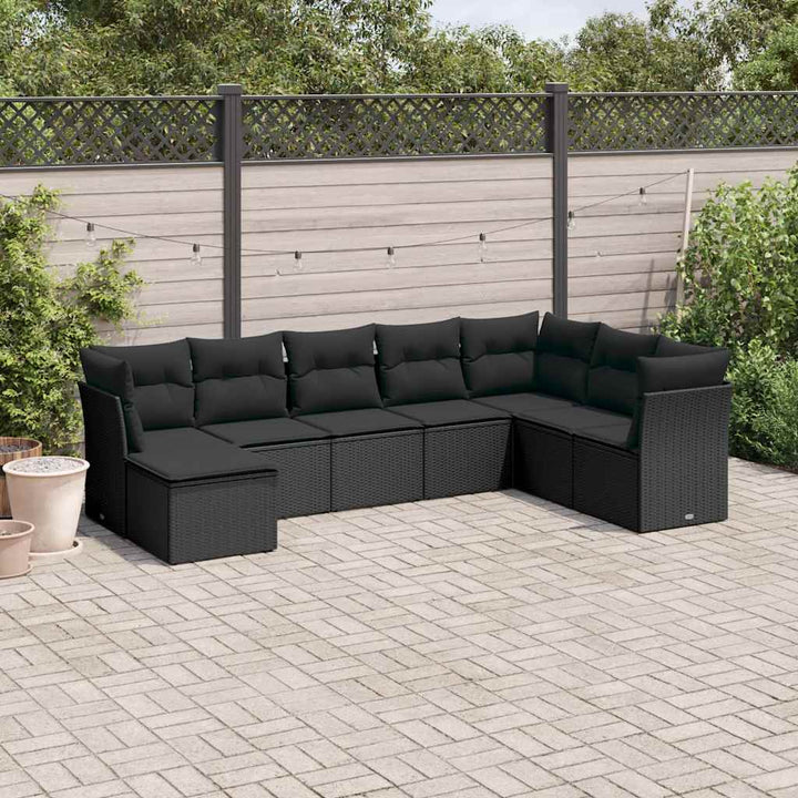 sofasæt til haven 8 dele med hynder polyrattan sort