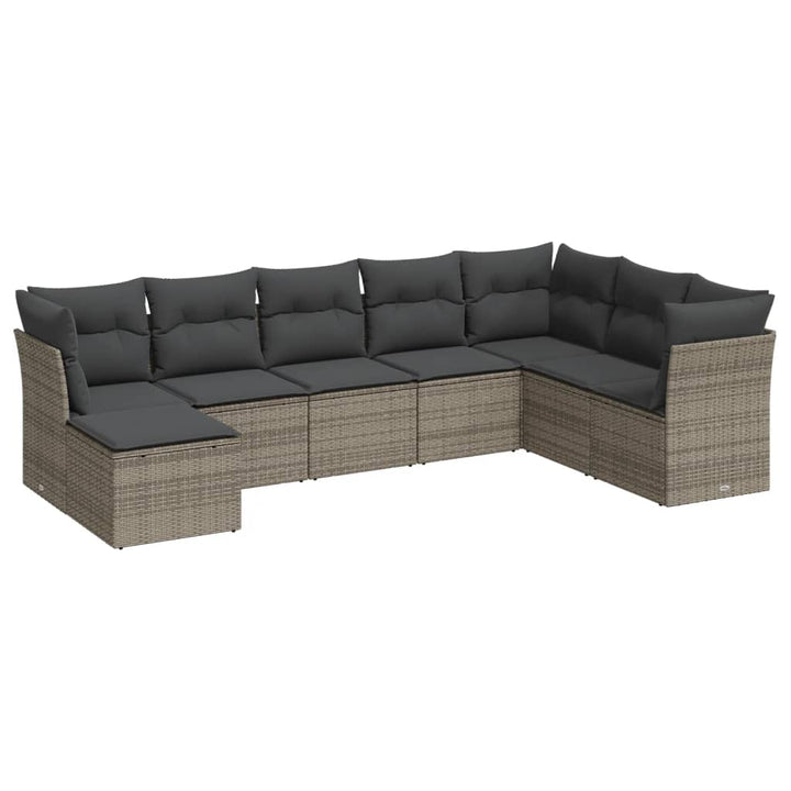 sofasæt til haven 8 dele med hynder polyrattan grå