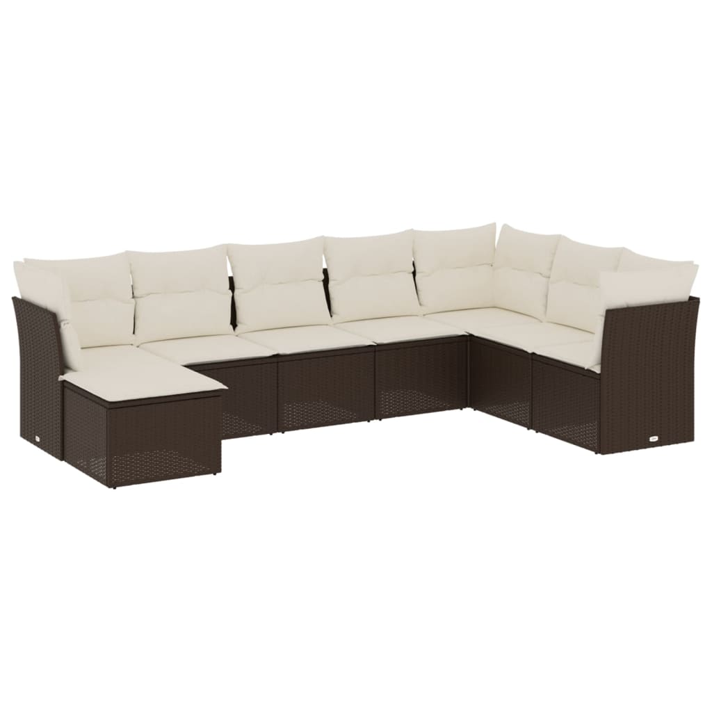 sofasæt til haven 8 dele med hynder polyrattan brun