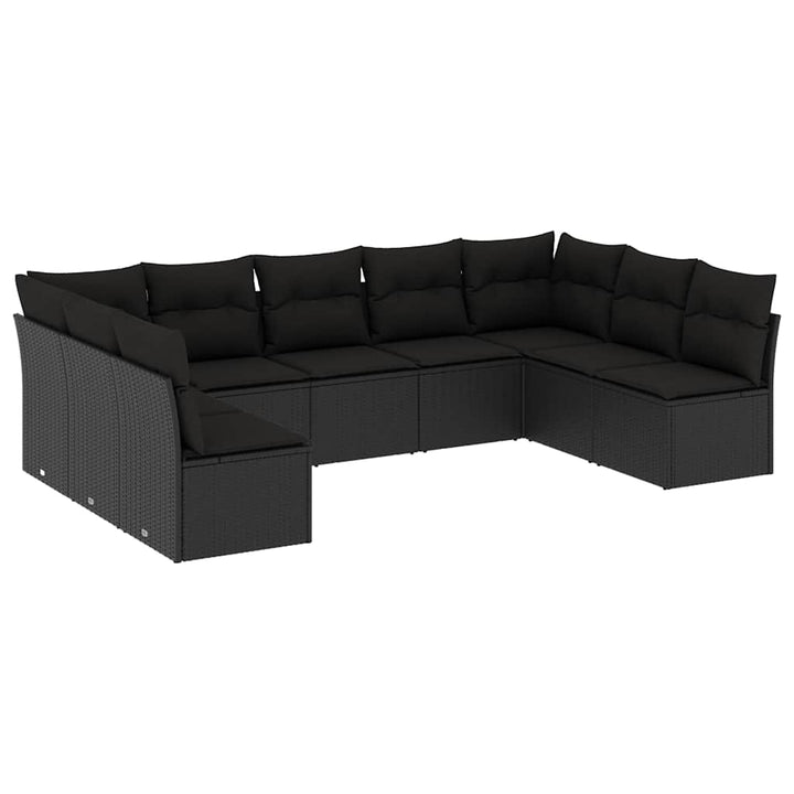 sofasæt til haven 9 dele med hynder polyrattan sort