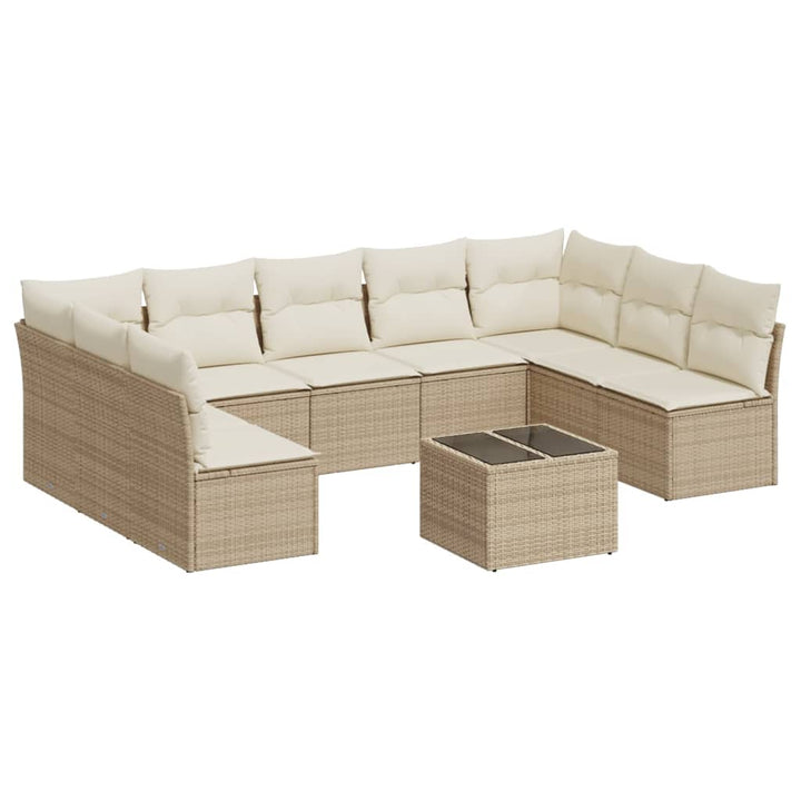 sofasæt til haven 10 dele med hynder polyrattan beige