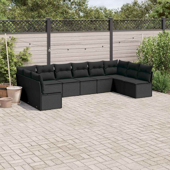 sofasæt til haven 10 dele med hynder polyrattan sort