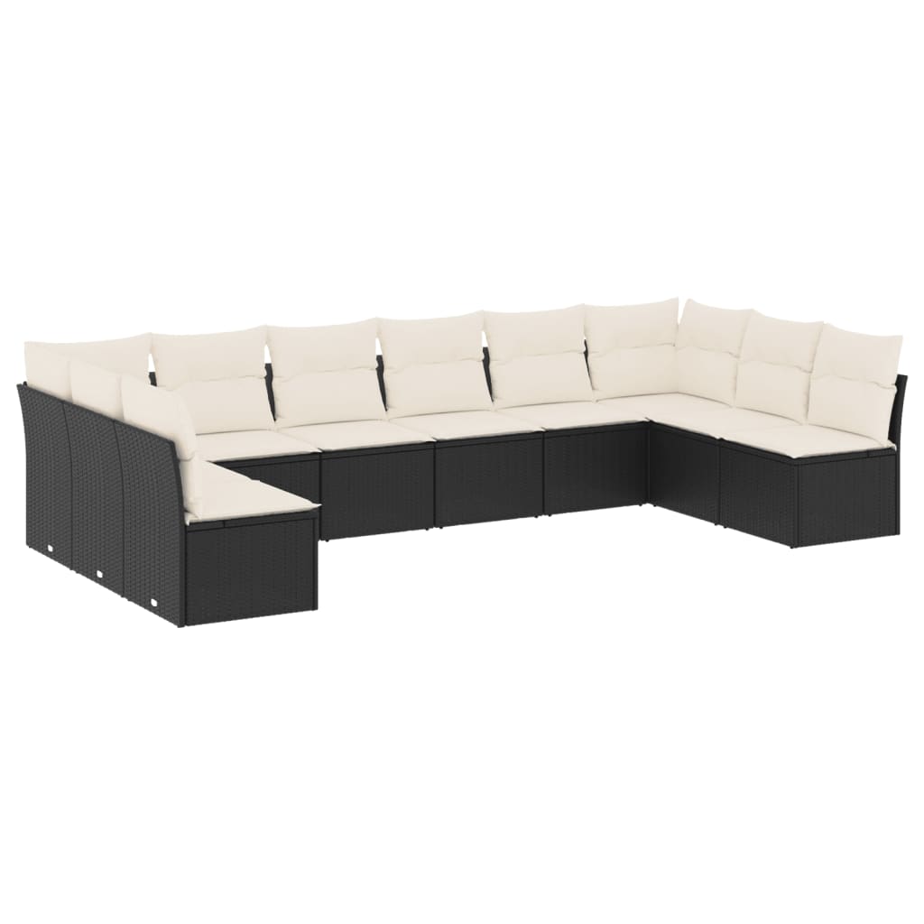sofasæt til haven 10 dele med hynder polyrattan sort