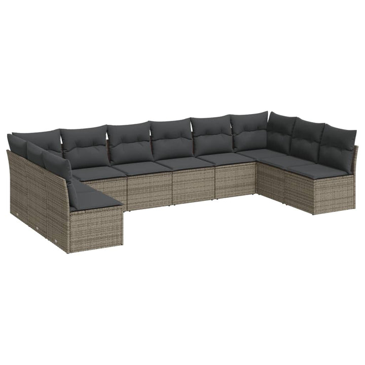 sofasæt til haven 10 dele med hynder polyrattan grå