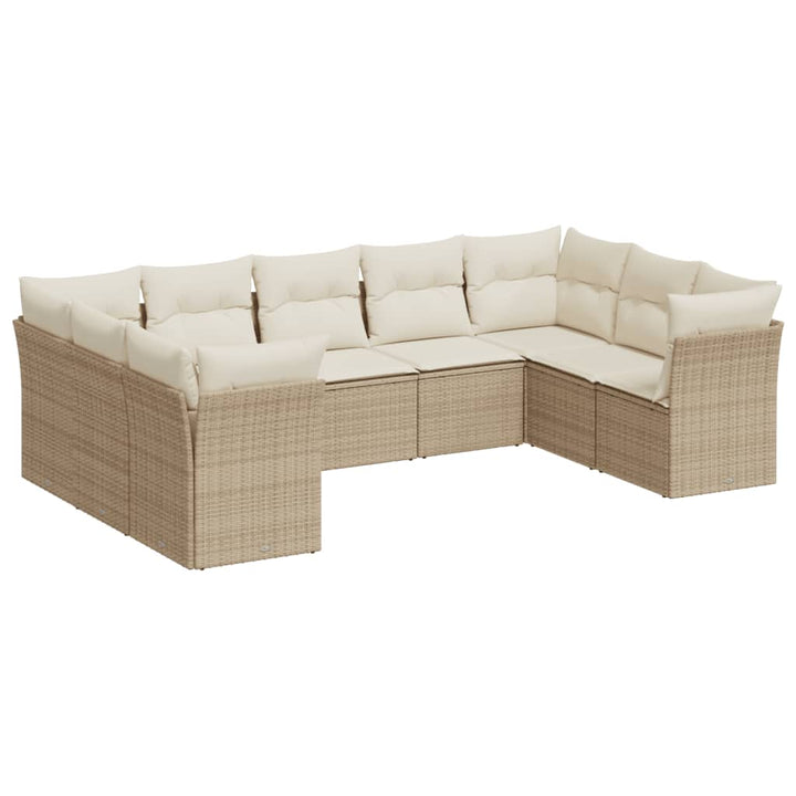 sofasæt til haven 9 dele med hynder polyrattan beige