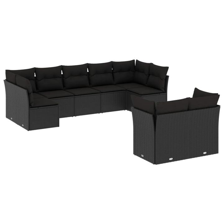 sofasæt til haven 9 dele med hynder polyrattan sort