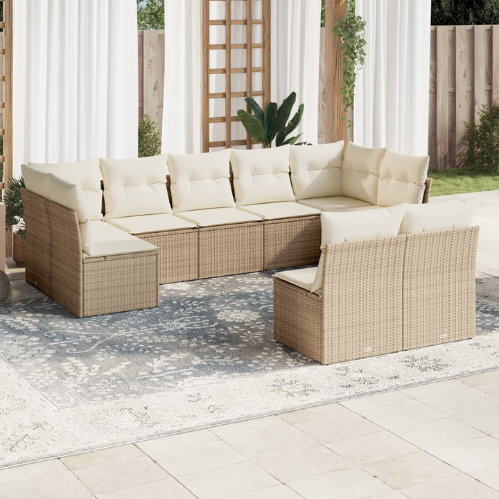sofasæt til haven 9 dele med hynder polyrattan beige