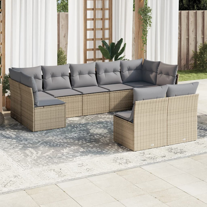 sofasæt til haven 9 dele med hynder polyrattan beige