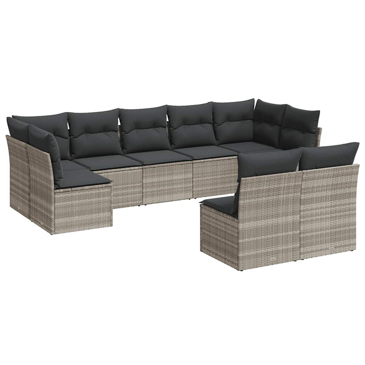 sofasæt til haven 9 dele med hynder polyrattan lysegrå