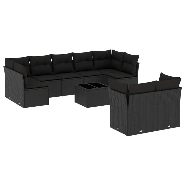 sofasæt til haven 10 dele med hynder polyrattan sort