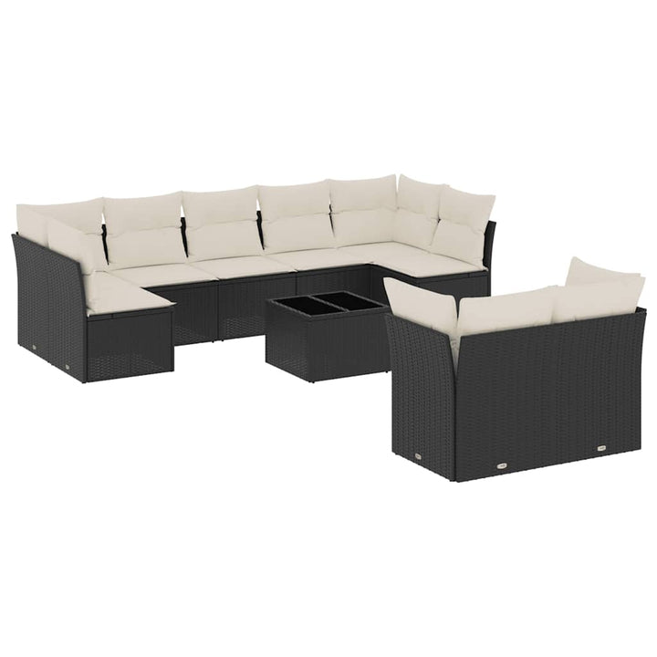 sofasæt til haven 10 dele med hynder polyrattan sort