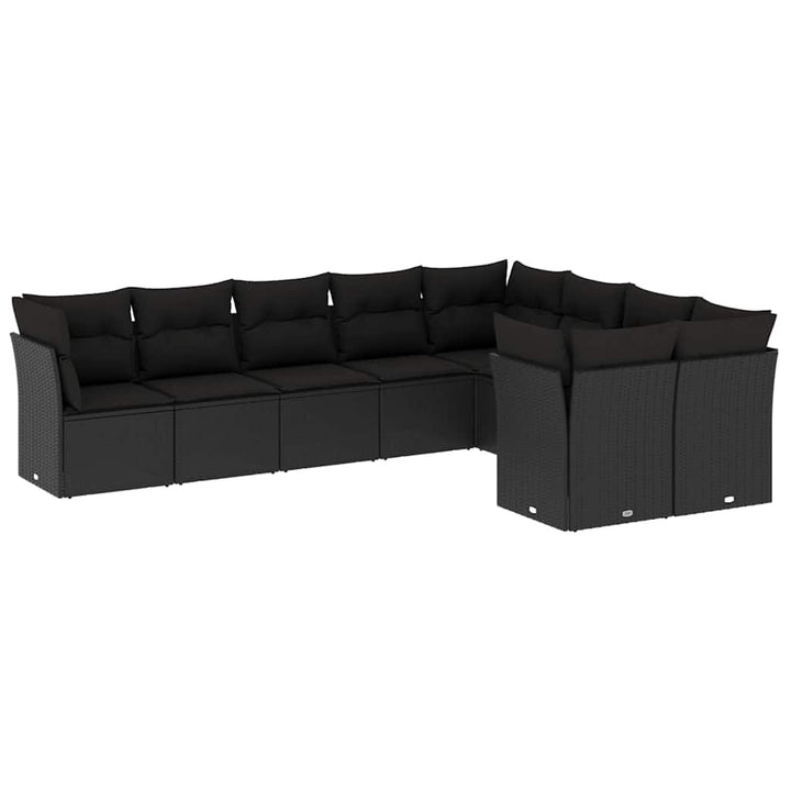 sofasæt til haven 9 dele med hynder polyrattan sort