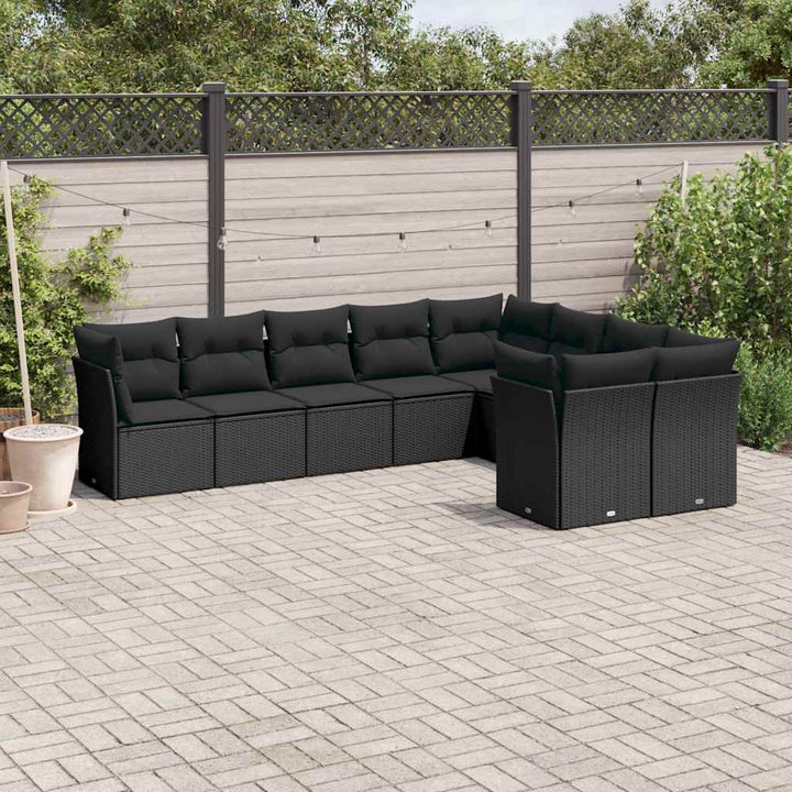 sofasæt til haven 9 dele med hynder polyrattan sort