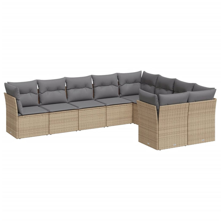 sofasæt til haven 9 dele med hynder polyrattan beige