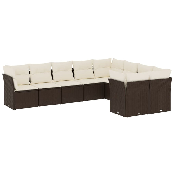 sofasæt til haven 9 dele med hynder polyrattan brun