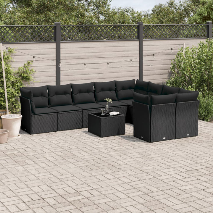 sofasæt til haven 10 dele med hynder polyrattan sort