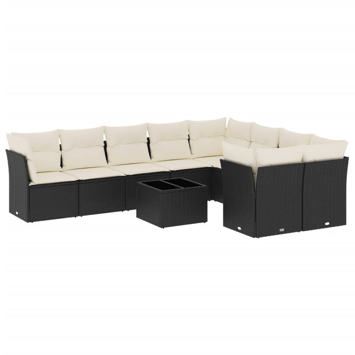sofasæt til haven 10 dele med hynder polyrattan sort