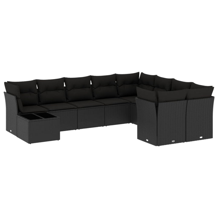 sofasæt til haven 10 dele med hynder polyrattan sort