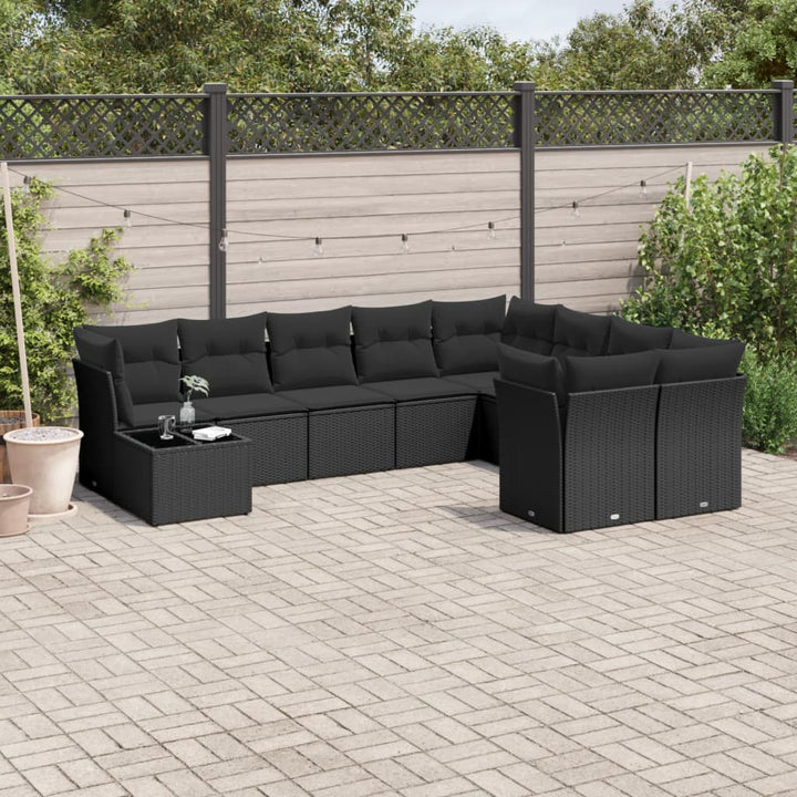 sofasæt til haven 10 dele med hynder polyrattan sort