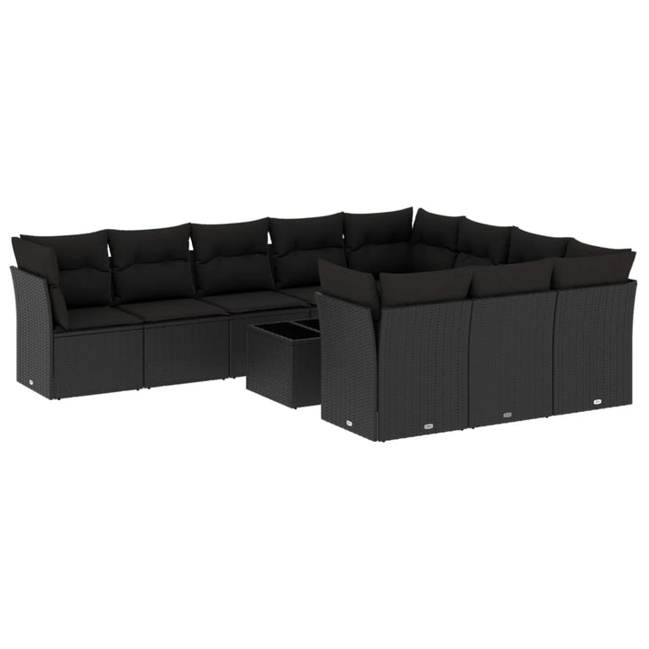 sofasæt til haven 11 dele med hynder polyrattan sort