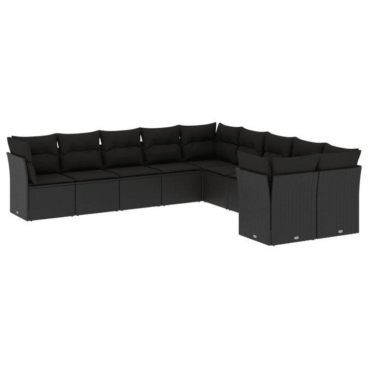 sofasæt til haven 10 dele med hynder polyrattan sort
